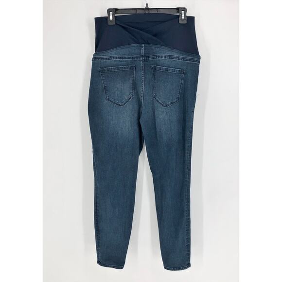 INGRID & ISABEL Over Belly Skinny Maternity Jean Large 32 Dark Blue Stretch NWOT - Picture 6 of 11